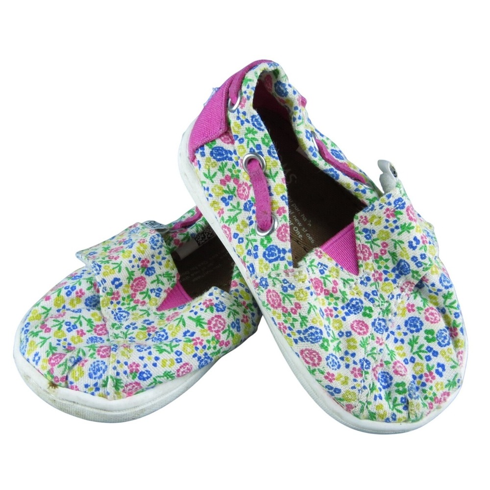 Toms Kids Floral Canvas Sneakers in Pink, Blue, Green